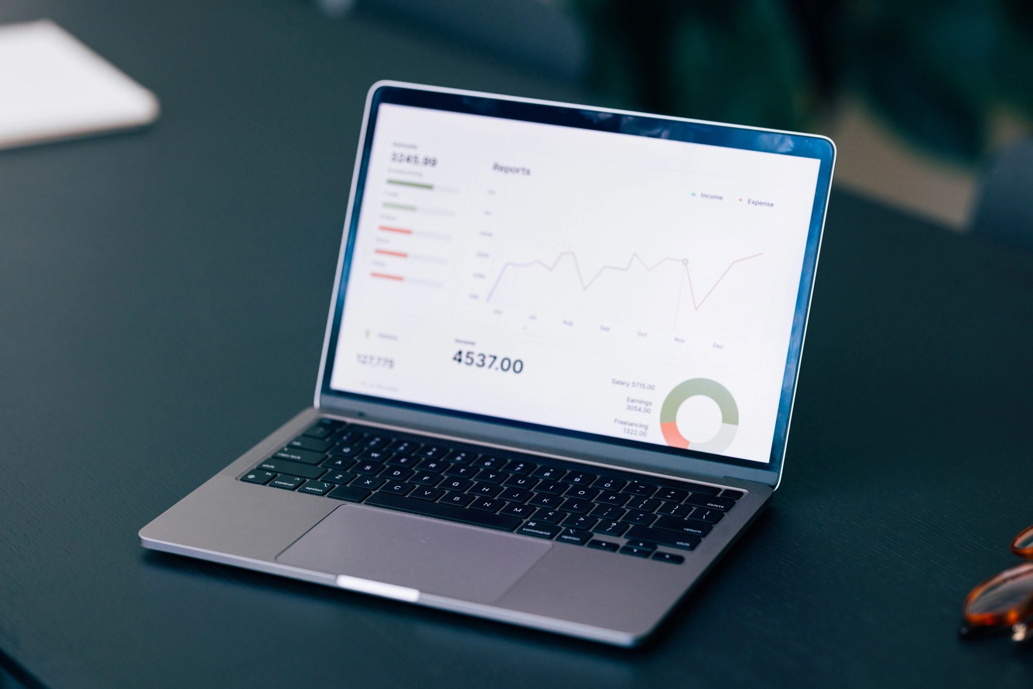 Laptop showing a monitoring dashboard with charts and metrics